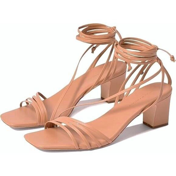 New OpBx Loeffler Randall Prisca Ankle Wrap Sandals Leather Strappy Dune Size 7 - Picture 2 of 11